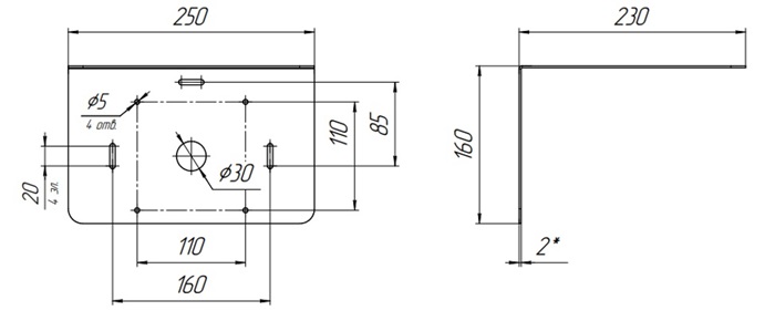 Козырек защитный КЗ-14 АЯКС (250х230х160)